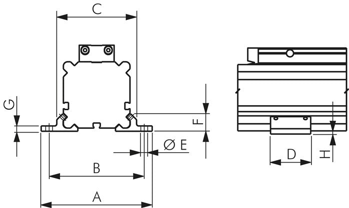 Centrale montage voor 32 mm stangloze cilinder