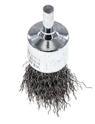 End Wire Brush 23 mm 6 mm Shaft Steel Wire 0.3 mm Corrugated