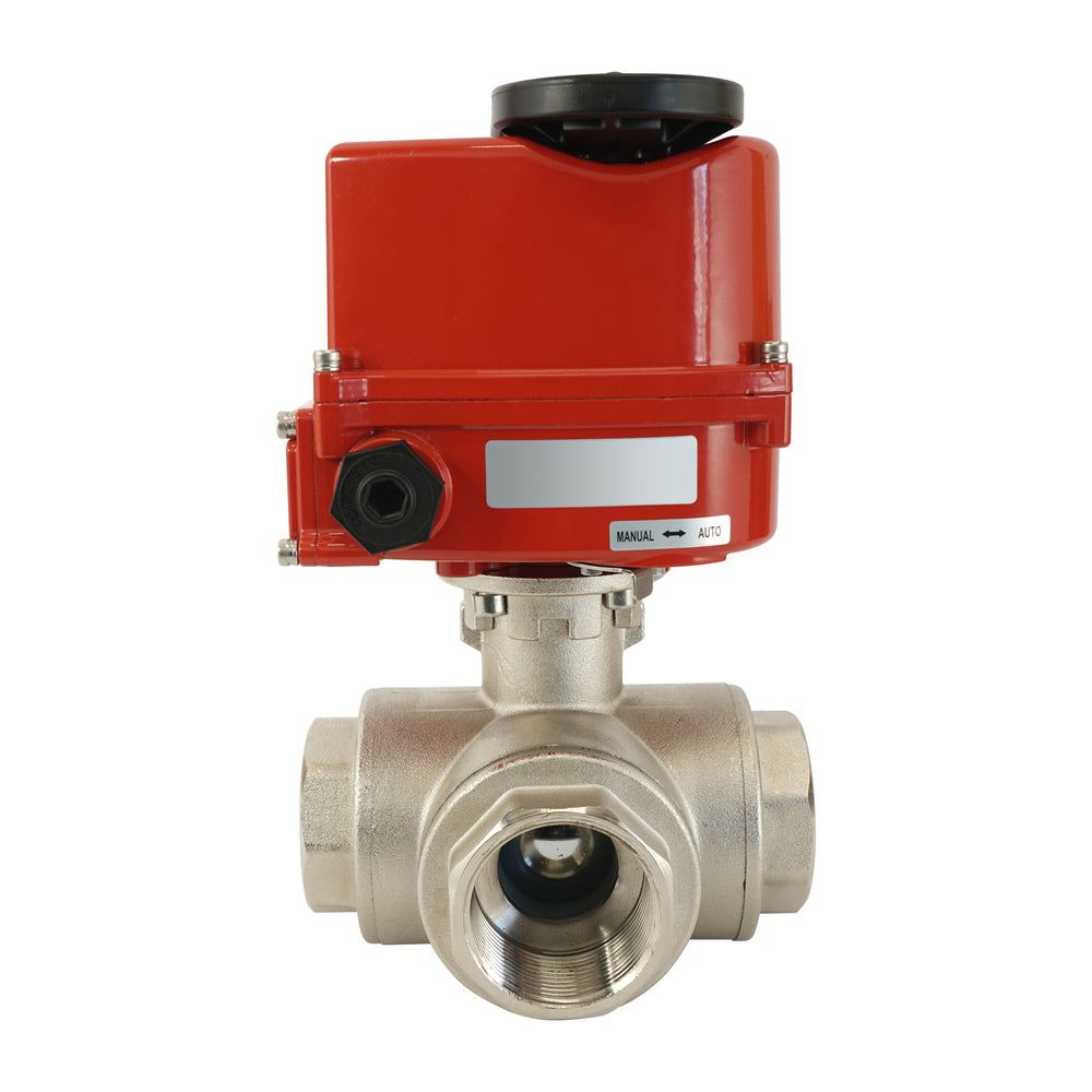 G 1 inch 3-Way Brass Modulating electric ball valve (T- bore) 24 V AC/DC
