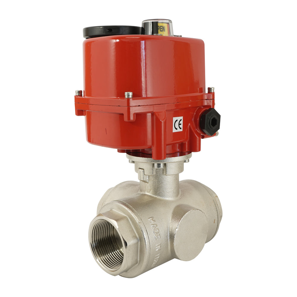 G 1/2 inch 3-Way Brass Modulating electric ball valve (T- bore) 24 V AC/DC