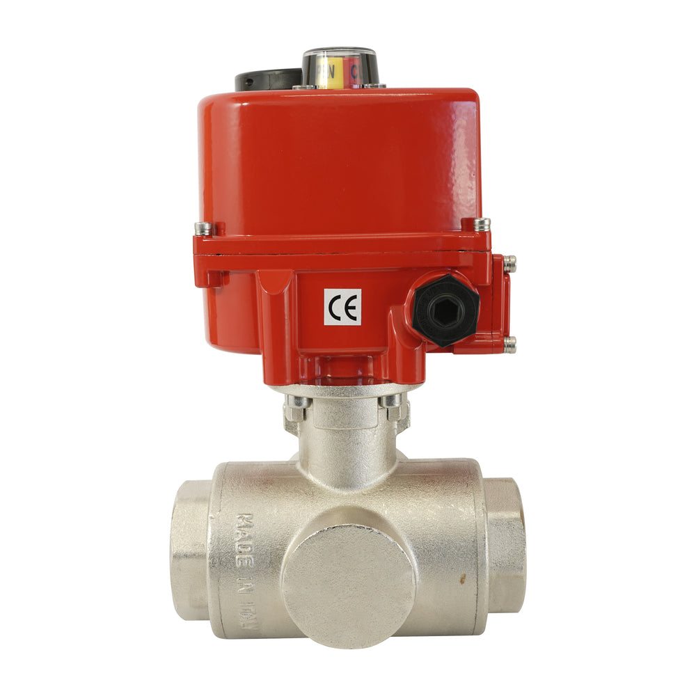 G 1/2 inch 3-Way Brass Modulating electric ball valve (T- bore) 24 V AC/DC
