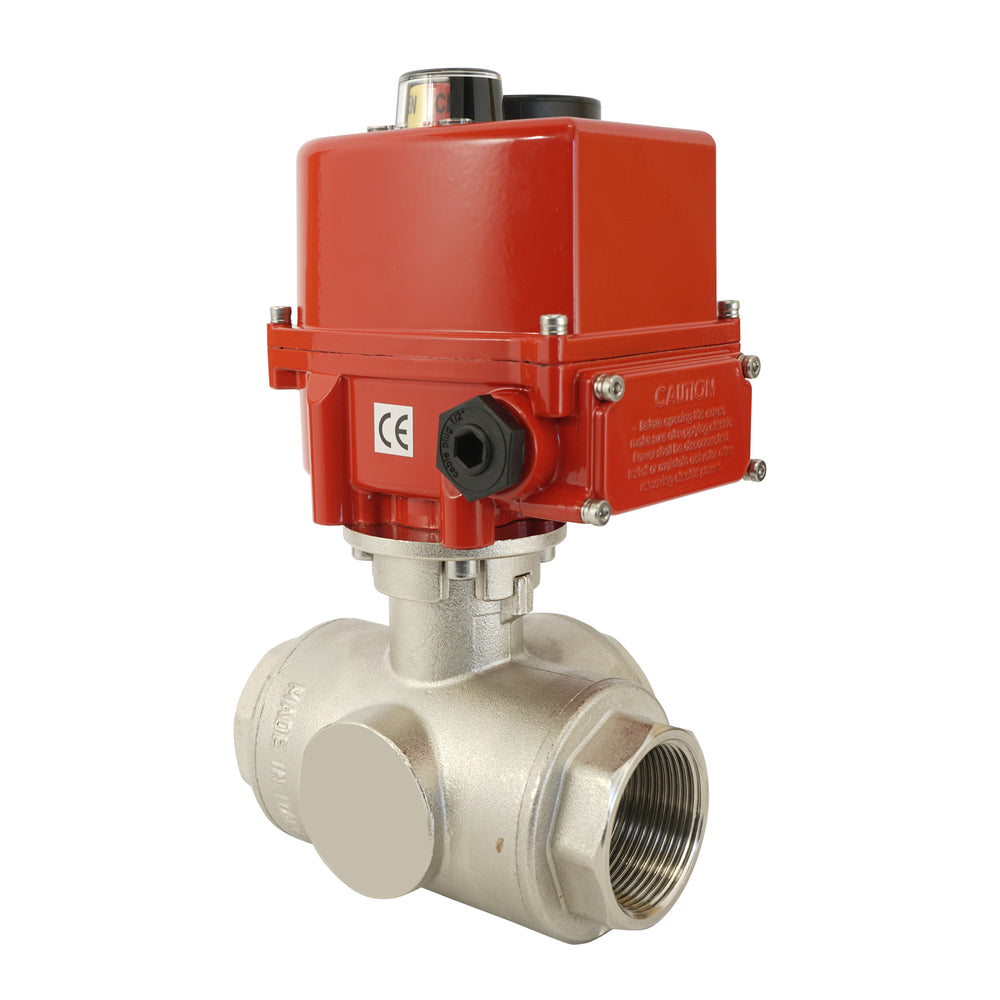 G 1 inch 3-Way Brass Modulating electric ball valve (T- bore) 24 V AC/DC