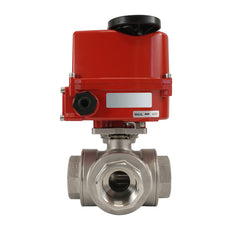 G 1/4 inch 3-Way stainless steel Modulating electric ball valve (L-port) 24 V AC/DC