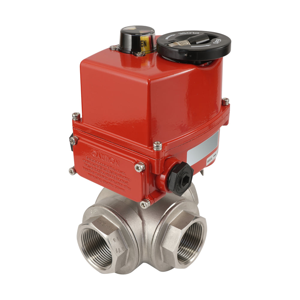 G3/8 inch 3-Weg RVS Modulerende elektrische kogelkraan (T-bore) 24 V AC/DC