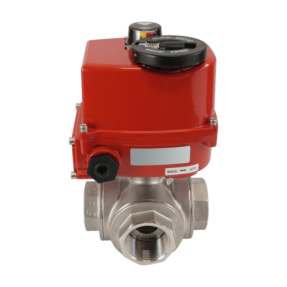 G3/8 inch 3-Weg RVS Modulerende elektrische kogelkraan (T-bore) 24 V AC/DC