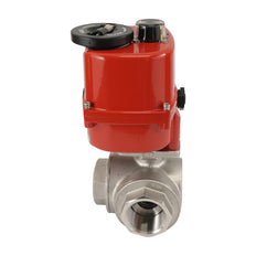 G3/8 inch 3-Weg RVS Modulerende elektrische kogelkraan (T-bore) 24 V AC/DC