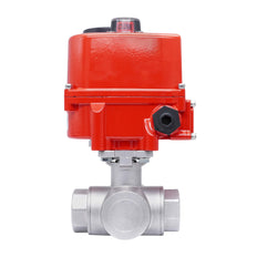 Rp 1-1/2'' L-Port 3-Weg RVS Elektrische Kogelkraan 24 V AC/DC