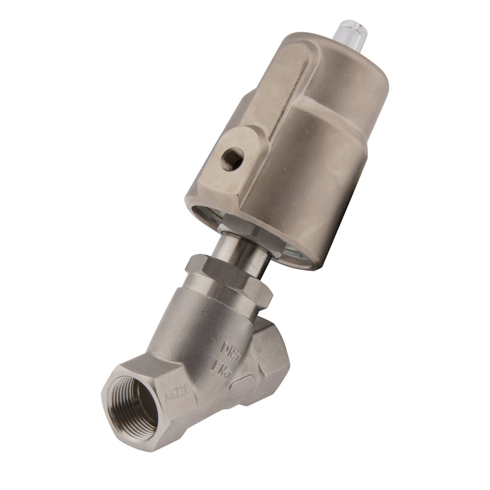 G1/2'' PTFE/FKM 15bar NO Pneu Vrijstroomafsluiter RVS/Ms AL2