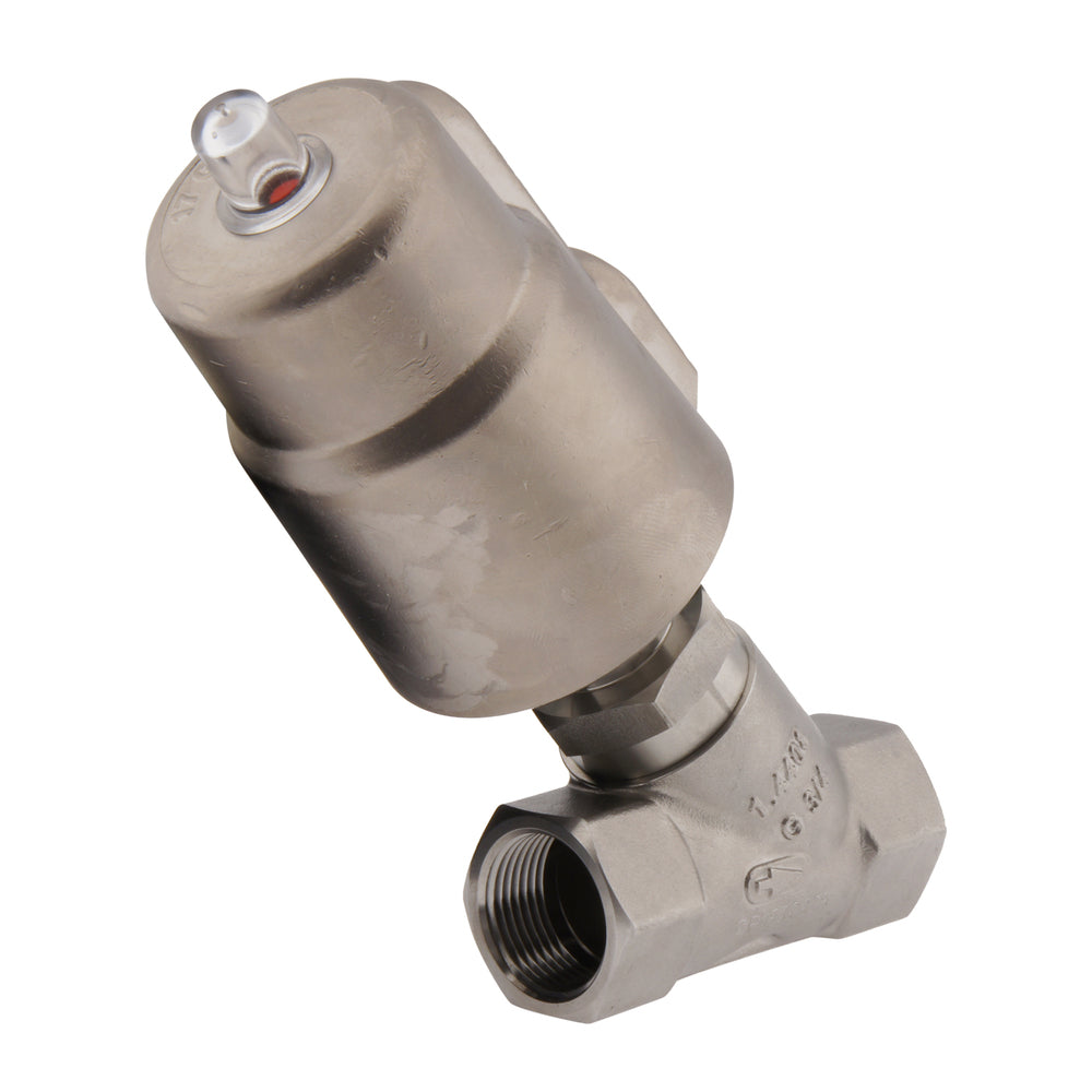 G1/2'' PTFE/FKM 15bar NO Pneu Vrijstroomafsluiter RVS/Ms AL2