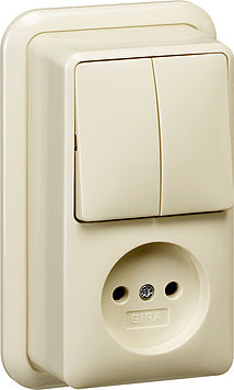 Gira Combinatiestopcontact Serie met Montageplaat Crème Wit - 047510