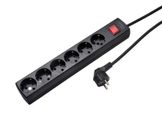 Martin Kaiser 6-voudig geschakeld stopcontact met 3m kabel (Europese Stekkerdoos) - 1033ZL3-15W/sw [8 stuks]