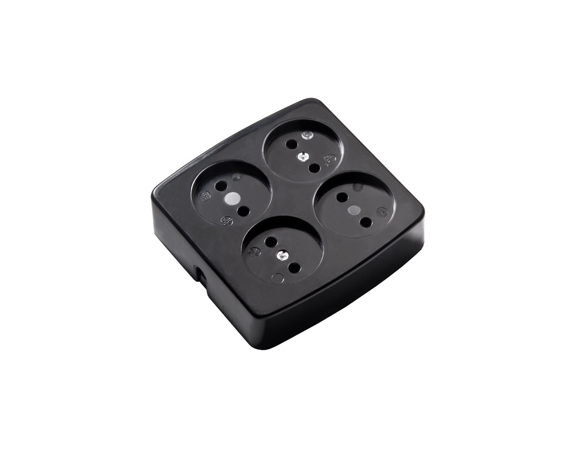 Martin Kaiser 4-Weg Unearthed Square Zwarte Contactdoos 16Amp (Europese Stekkerdoos) - 510/sw [25 stuks]