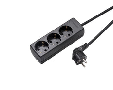 Martin Kaiser 3-Weg Stekkerdoos 45 Graden Met Aardingscontact En 3m Kabel Zwart (Europese Stekkerdoos) - 1047ZL3-15W/sw [10 Stuks]