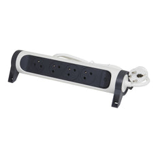 Legrand Premium 4x2P Contactdoos Met 3m Snoer - Zwart Wit (Europese Stekkerdoos) - 049459 [5 stuks]