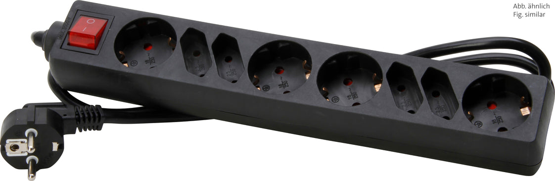KOPP 4+4-V-stekker A met 1,4 m zwart Euro SH-schakelsnoer - 129505006 [10 stuks]