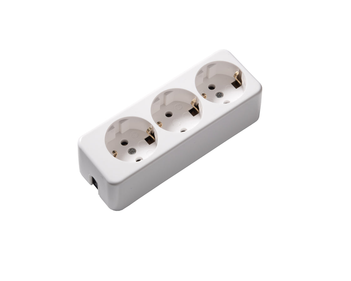 Martin Kaiser 3-Weg Stekkerdoos Thermohardend Materiaal Arctic Wit (Europese Stekkerdoos) - 638/kws [25 stuks]