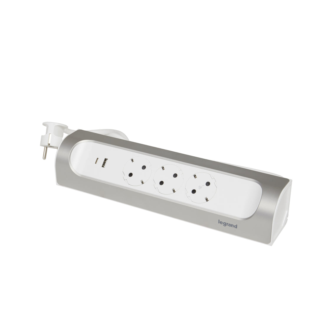 Legrand 90 graden monteerbare contactdoos 3X2P+A USB A+C 1M Aluminium (Europese Stekkerdoos) - 694502 [5 stuks]