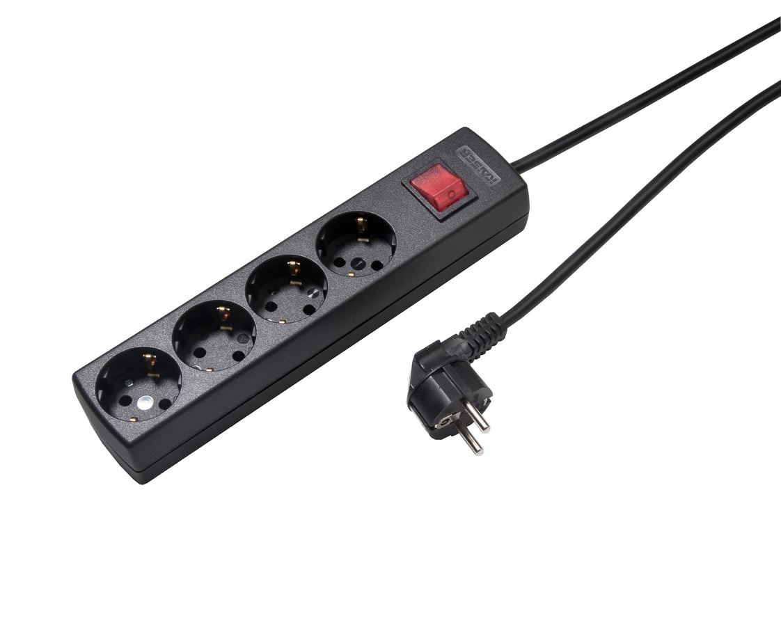 Martin Kaiser 4-weg contactdoos 45 graden met schakelaar en 3m kabel (Europese Stekkerdoos) - 1064ZL3-15W/sw [8 stuks]