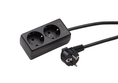 Martin Kaiser 2-weg contactdoos met aarding 3m kabel zwart (Europese Stekkerdoos) - 1020ZL3-15W/sw [10 stuks]