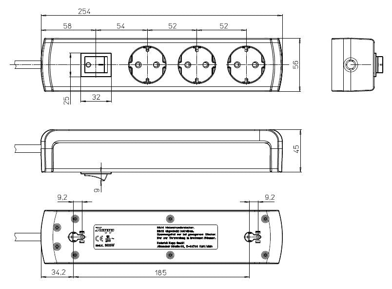 Kopp Universele Plus 3-polige wandcontactdoos wit - 232502006 [4 stuks]