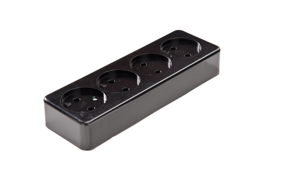 Martin Kaiser 4-Weg Scheidingswandcontactdoos Zwart 16Amp (Europese Stekkerdoos) - 509/sw [30 stuks]
