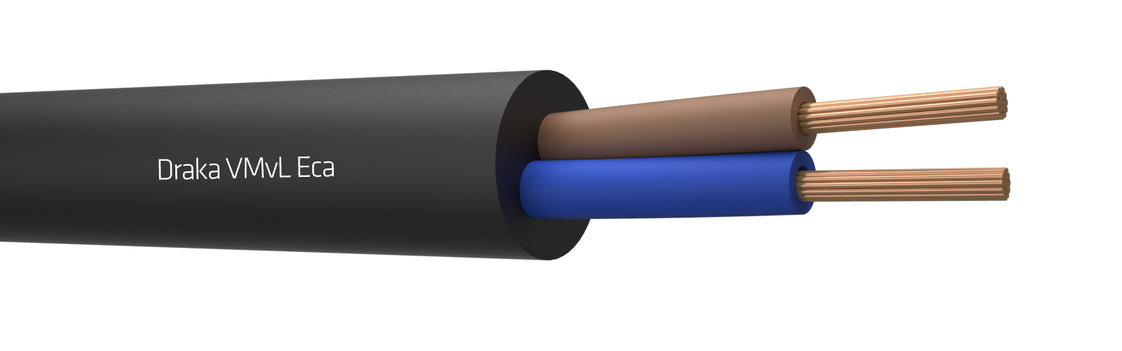 Draka VMVL Flexibele Vinyl Kabel 2x1mm² Zwart Eca Klasse - 803881 [100 Meters]