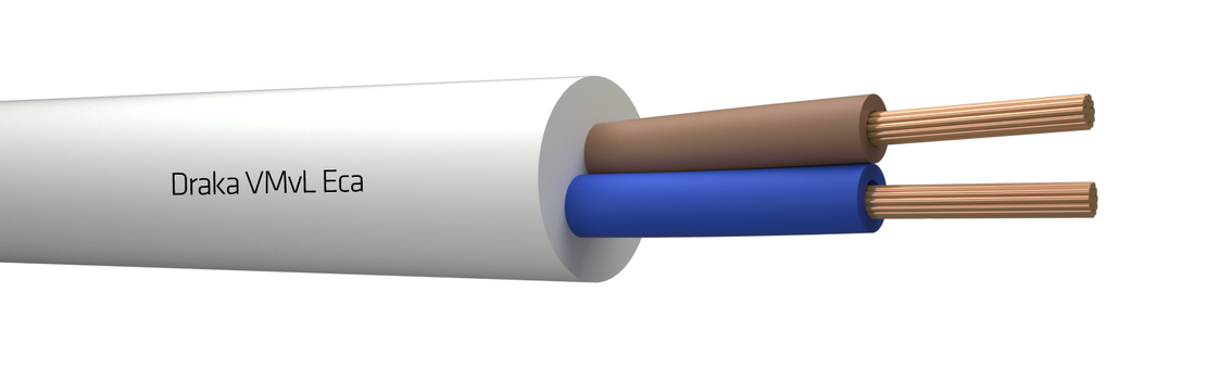 Draka VMVL Eca 2x1.5mm Witte Flexibele Vinyl Kabel - 803868 [100 Meter]
