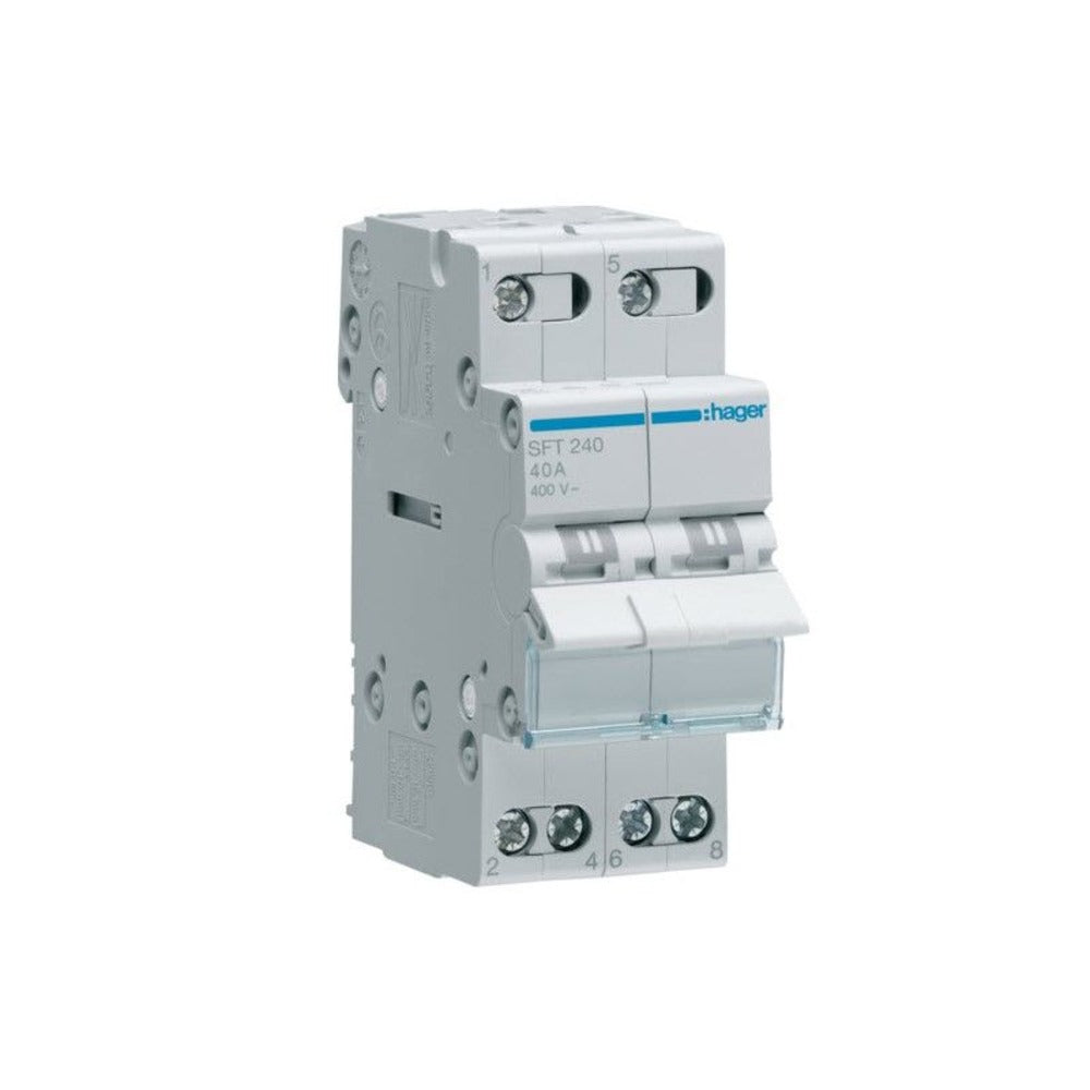 Hager 40A 2 Polige Modulaire Omschakeling Schakelaar I-0-II - SFT240