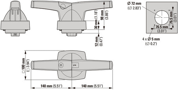 Eaton K5DG/P Draai Deurhendel 14mm Met Cilinder Hangslot - 1818058