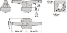 Eaton K5DG/P Draai Deurhendel 14mm Met Cilinder Hangslot - 1818058