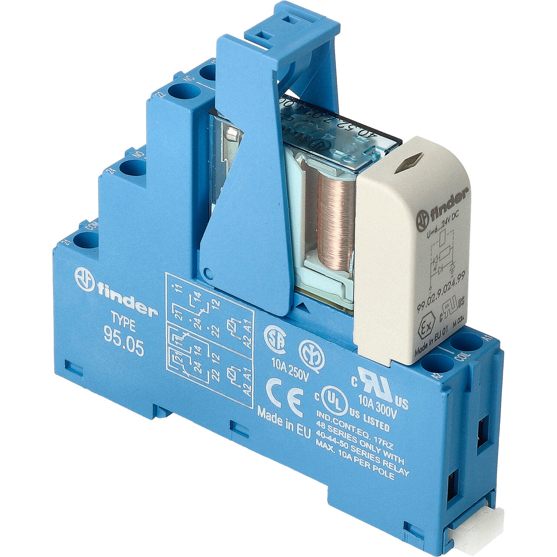 Finder 48.52 Duale Interface Relais 8A 24VDC AgNi LED - 48.52.7.024.0050