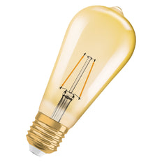 Vintage 1906 LED Edison Goud E27 2.5W 2400K - 4099854091339