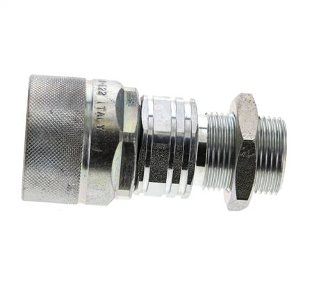 Stalen DN 20 Hydraulische Koppeling Insteeknippel 22 mm L Knelring Schotkoppeling ISO 14541/8434-1 D M42 x 2