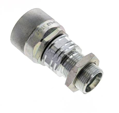 Stalen DN 20 Hydraulische Koppeling Insteeknippel 22 mm L Knelring Schotkoppeling ISO 14541/8434-1 D M42 x 2