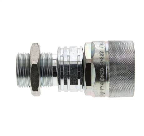 Stalen DN 20 Hydraulische Koppeling Insteeknippel 22 mm L Knelring Schotkoppeling ISO 14541/8434-1 D M42 x 2