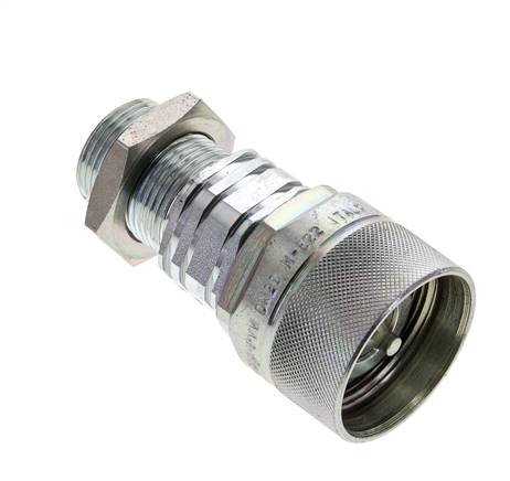 Stalen DN 20 Hydraulische Koppeling Insteeknippel 22 mm L Knelring Schotkoppeling ISO 14541/8434-1 D M42 x 2