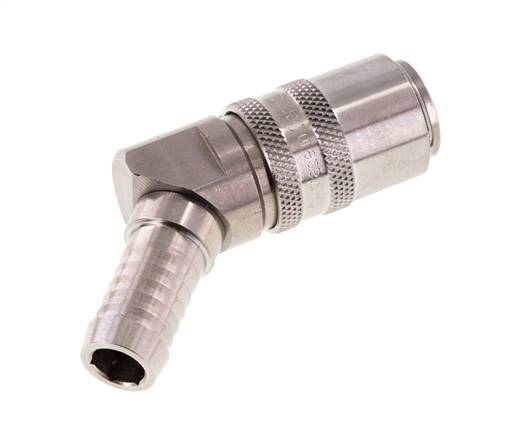 RVS DN 9 Tempereerkoppeling Snelkoppeling 13 mm Slangpilaar 45-deg