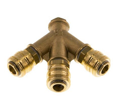 Messing DN 7.2 (Euro) Luchtkoppeling Snelkoppeling G 1/4 inch Binnendraad Wandmontage 3-weg