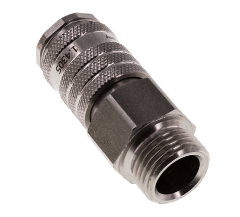 RVS DN 7.8 Luchtkoppeling Snelkoppeling G 1/2 inch Buitendraad Double Shut-Off