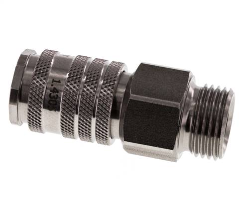 RVS DN 7.8 Luchtkoppeling Snelkoppeling G 1/2 inch Buitendraad Double Shut-Off