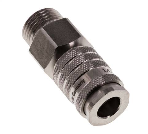 RVS DN 7.8 Luchtkoppeling Snelkoppeling G 1/2 inch Buitendraad Double Shut-Off