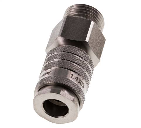 RVS DN 7.8 Luchtkoppeling Snelkoppeling G 1/2 inch Buitendraad Double Shut-Off
