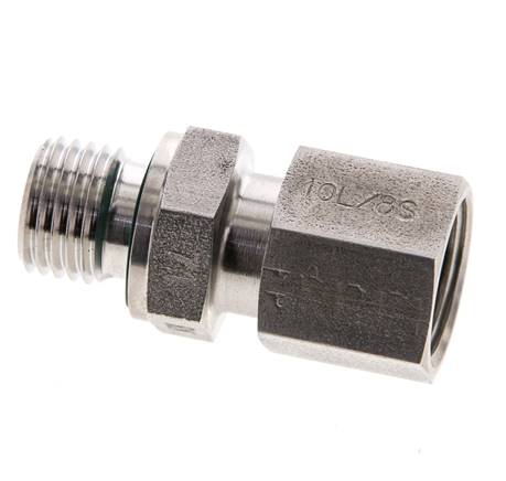 8S & M14x1.5 RVS Rechte Draaidoorvoer Buitendraad 630bar FKM O-ring en Afdichtconus Verstelbaar ISO 8434-1
