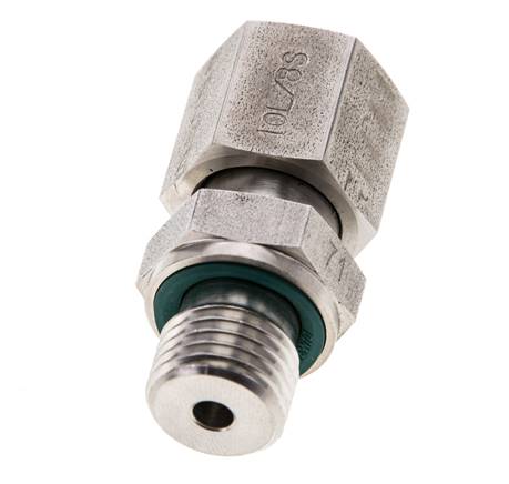 8S & M14x1.5 RVS Rechte Draaidoorvoer Buitendraad 630bar FKM O-ring en Afdichtconus Verstelbaar ISO 8434-1