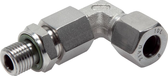 42L & G1-1/2'' RVS L-Vorm Snijringkoppeling Buitendraad 160bar Verstelbaar ISO 8434-1