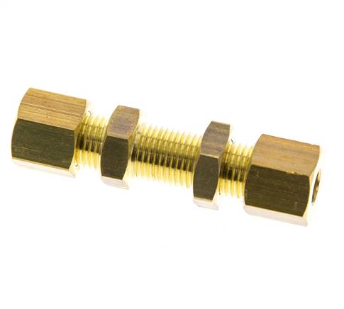 6mm Messing Rechte Knelfitting Schotdoorvoer 150bar DIN EN 1254-2 [2 Stuks]