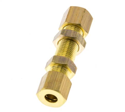 6mm Messing Rechte Knelfitting Schotdoorvoer 150bar DIN EN 1254-2 [2 Stuks]