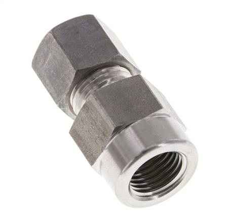8L & G1/4'' RVS Rechte Knelfitting Binnendraad voor manometers 315bar ISO 8434-1