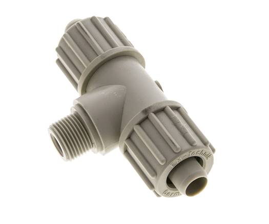 16x10mm En G3/8'' PP T-Vormige Knelfitting Met Buitendraad 10 Bar PVC En PA