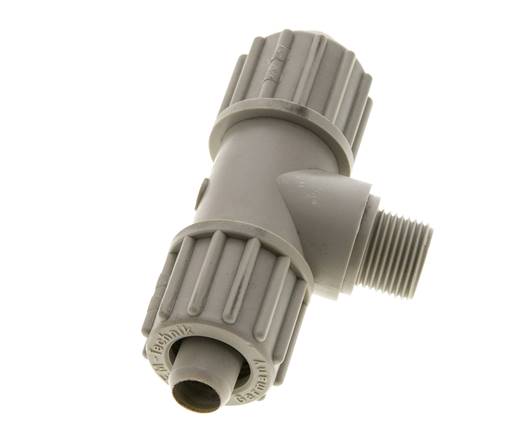16x10mm En G3/8'' PP T-Vormige Knelfitting Met Buitendraad 10 Bar PVC En PA